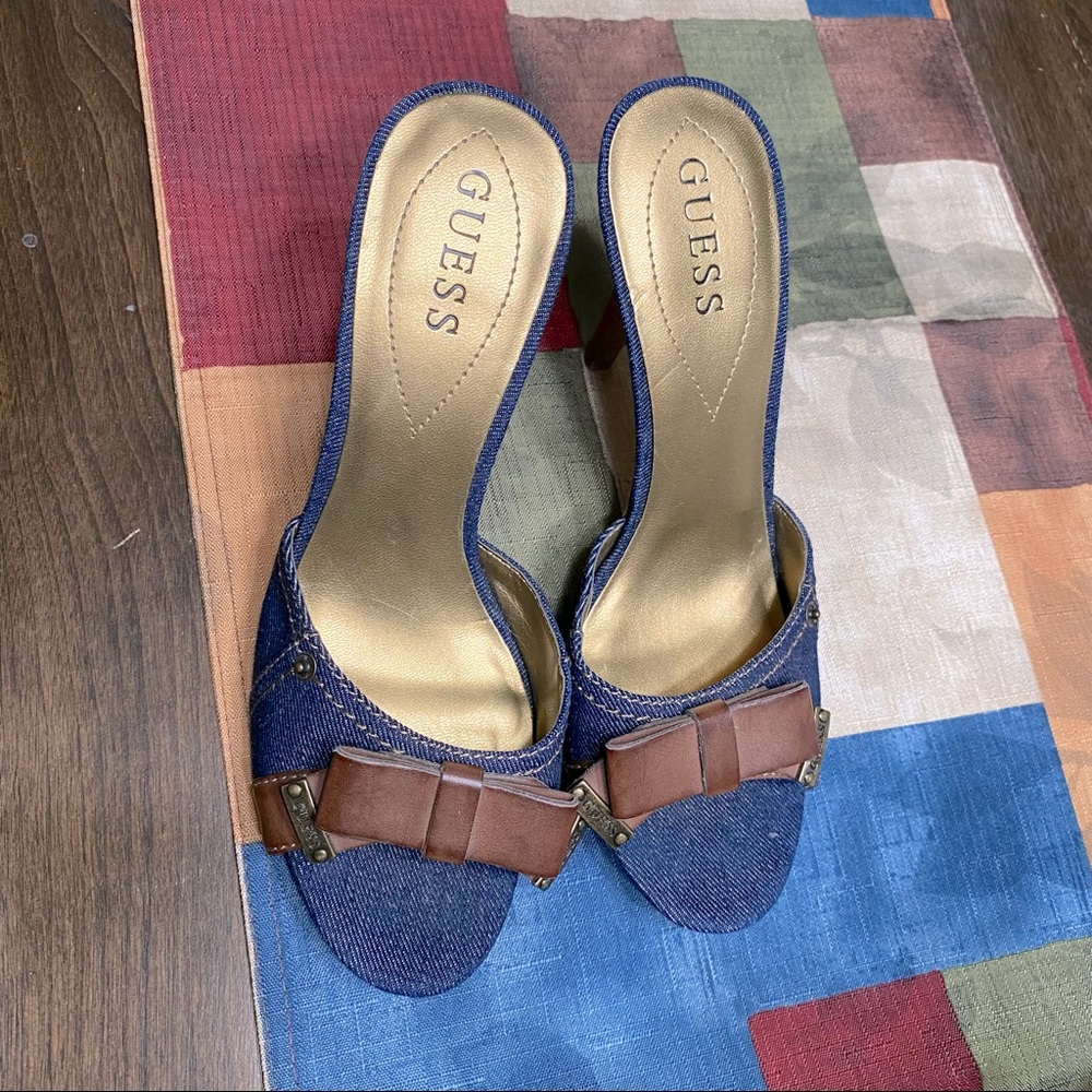 Guess denim and leather heels
